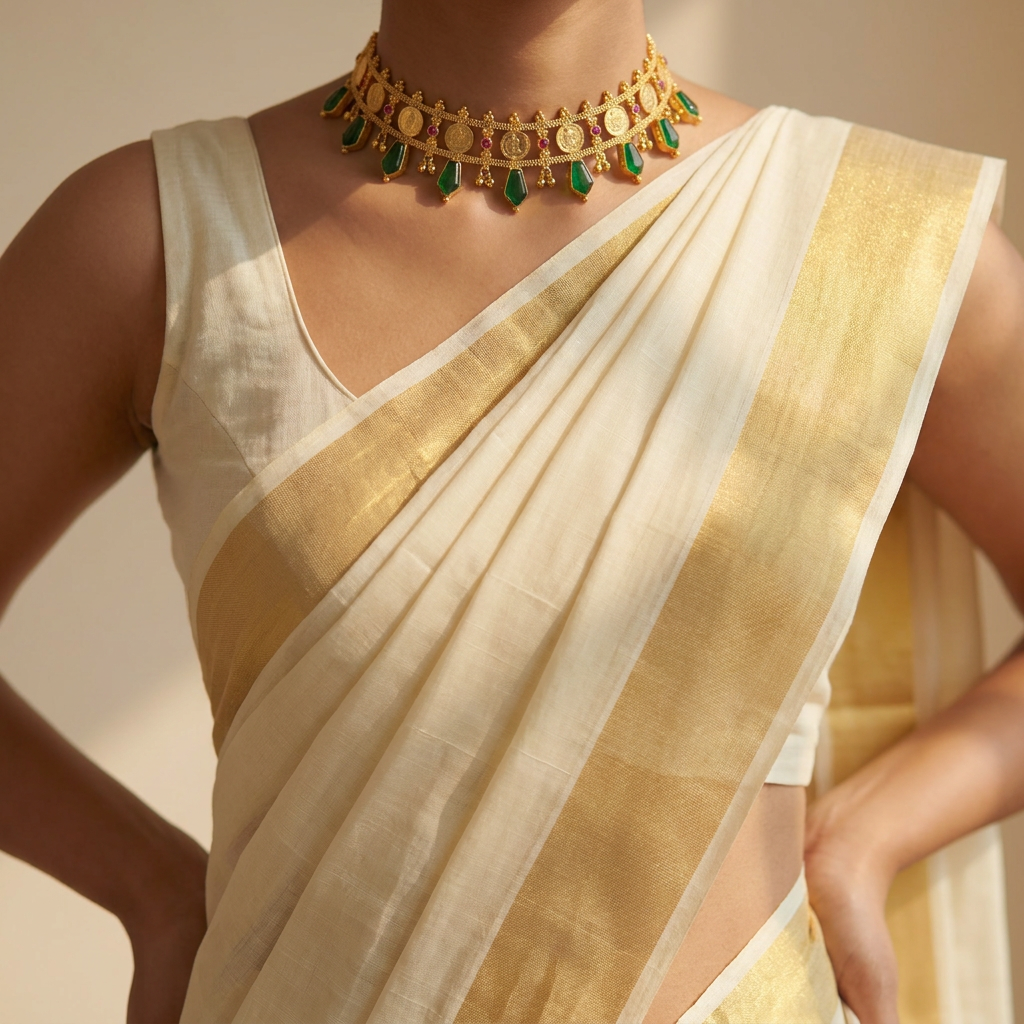 Haritha Palakka Lakshmi Coin Gold Collar Necklace