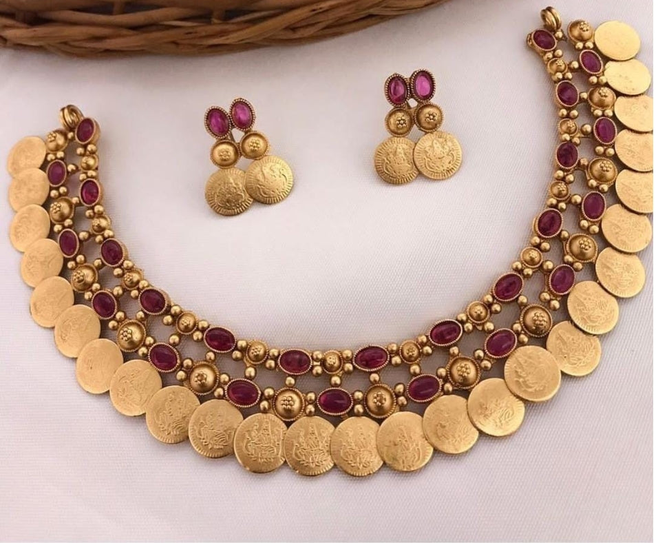 Layered Kasu Mala Necklace Set