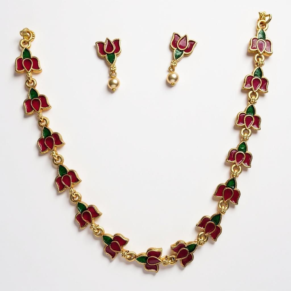 Red-Green Petal Charm Set