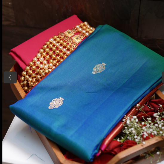 Royal Blue with Red Border Pure Kanchipuram Silk Saree”
