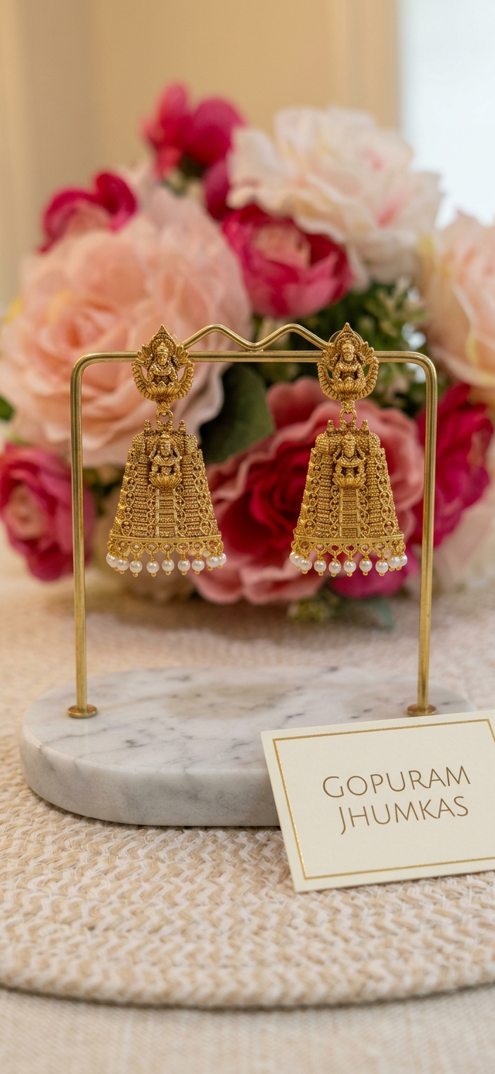 Traditional Gopuram Jhumka Earrings