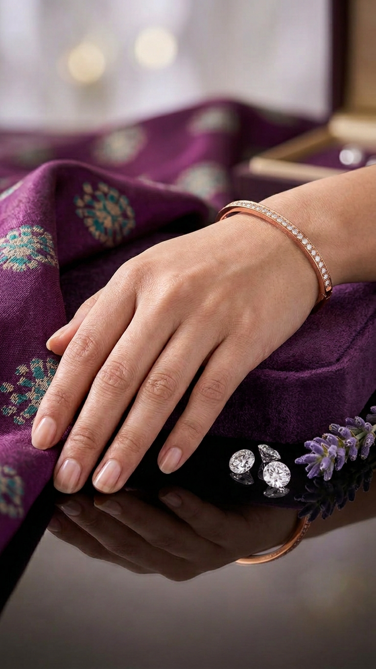 Gold Plated Stainless Steel Starry Cubic Zircon Oval Bracelet Bangle