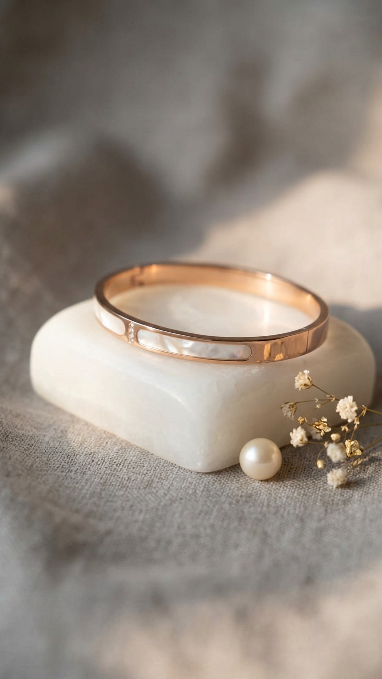 Gold Plated Stainless Steel Oval Bracelet Bangle