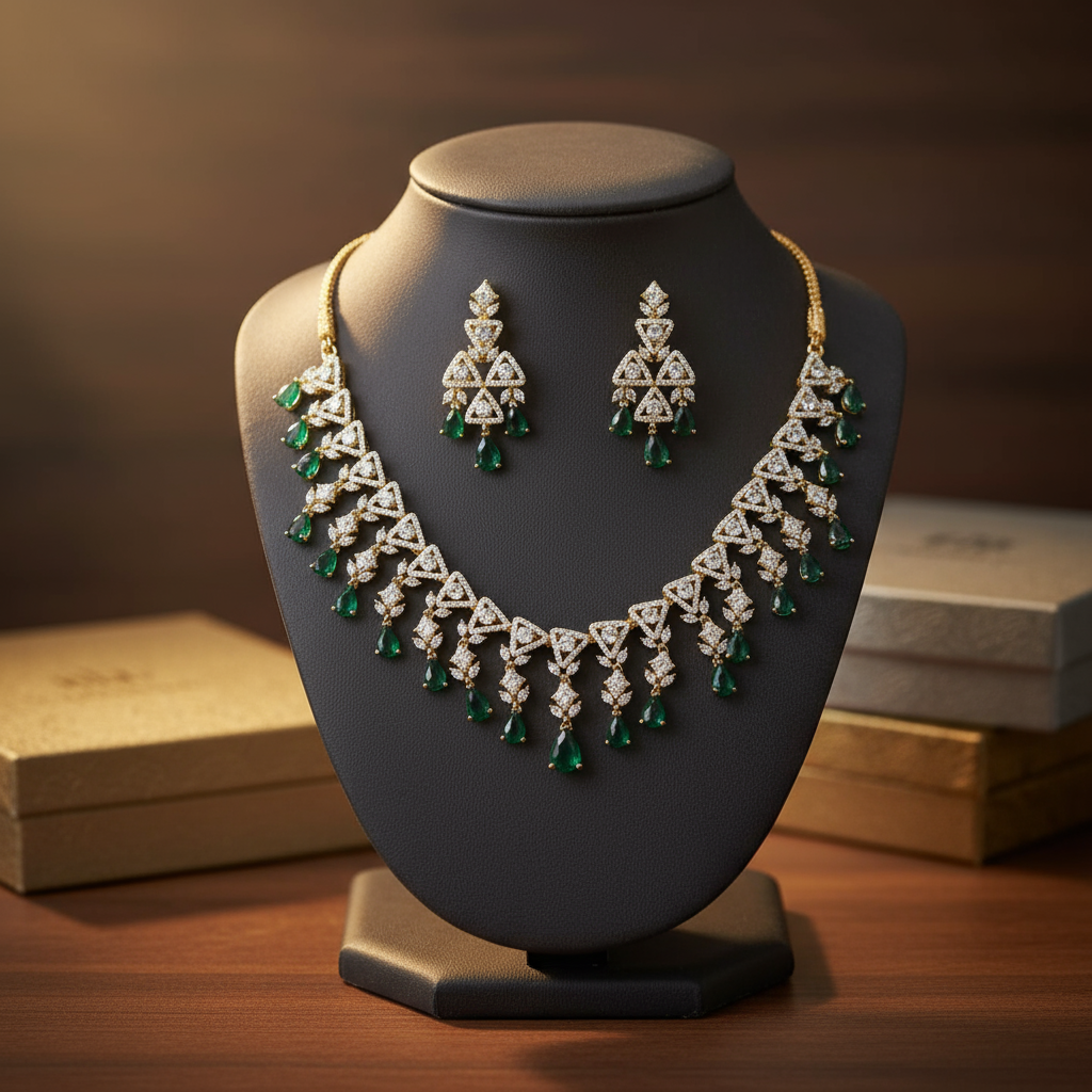 AD Emerald Necklace Set