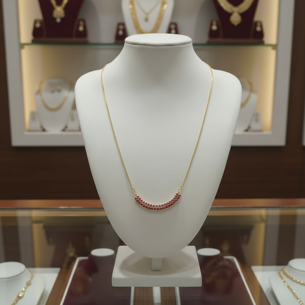 Gold Plated Ruby Pendant Necklace