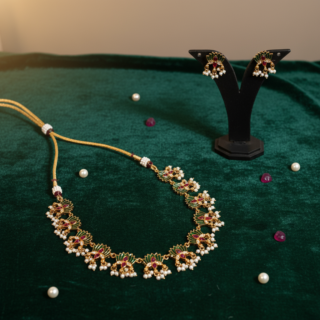 Lotus Necklace set with beads