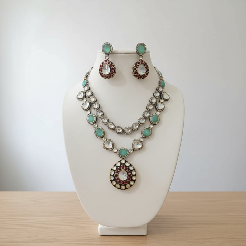 Moissanite Kundan Necklace Set