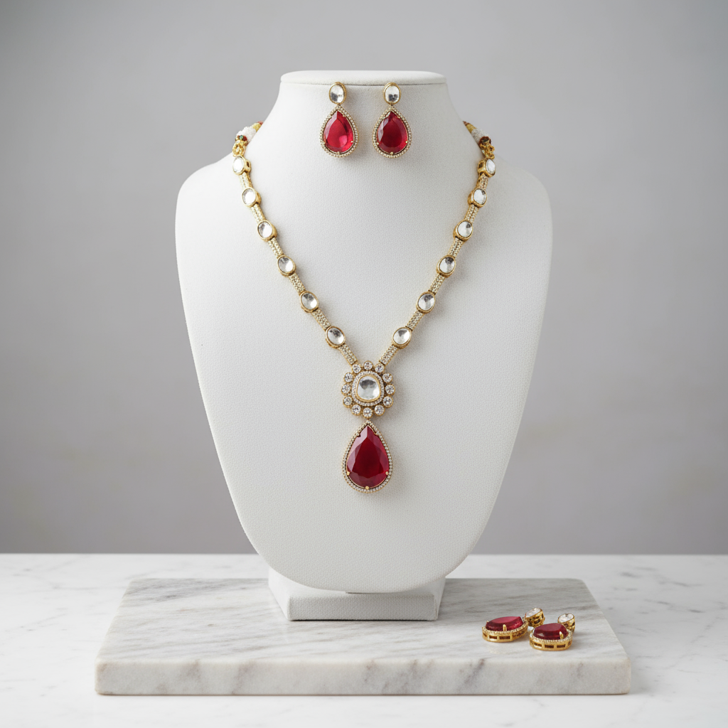 Moissanite Kundan Necklace Set