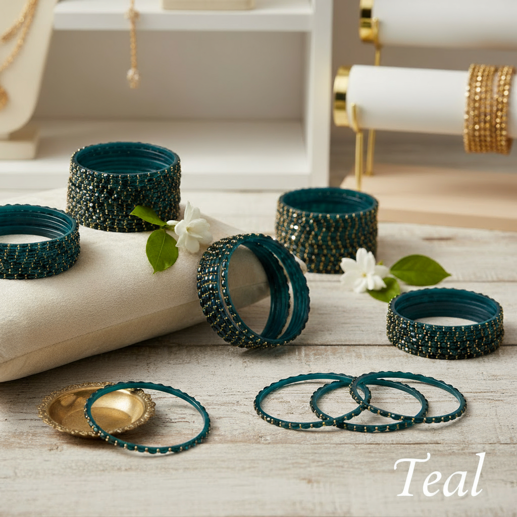 Raindrop Bangles - Teal (Set of 12)