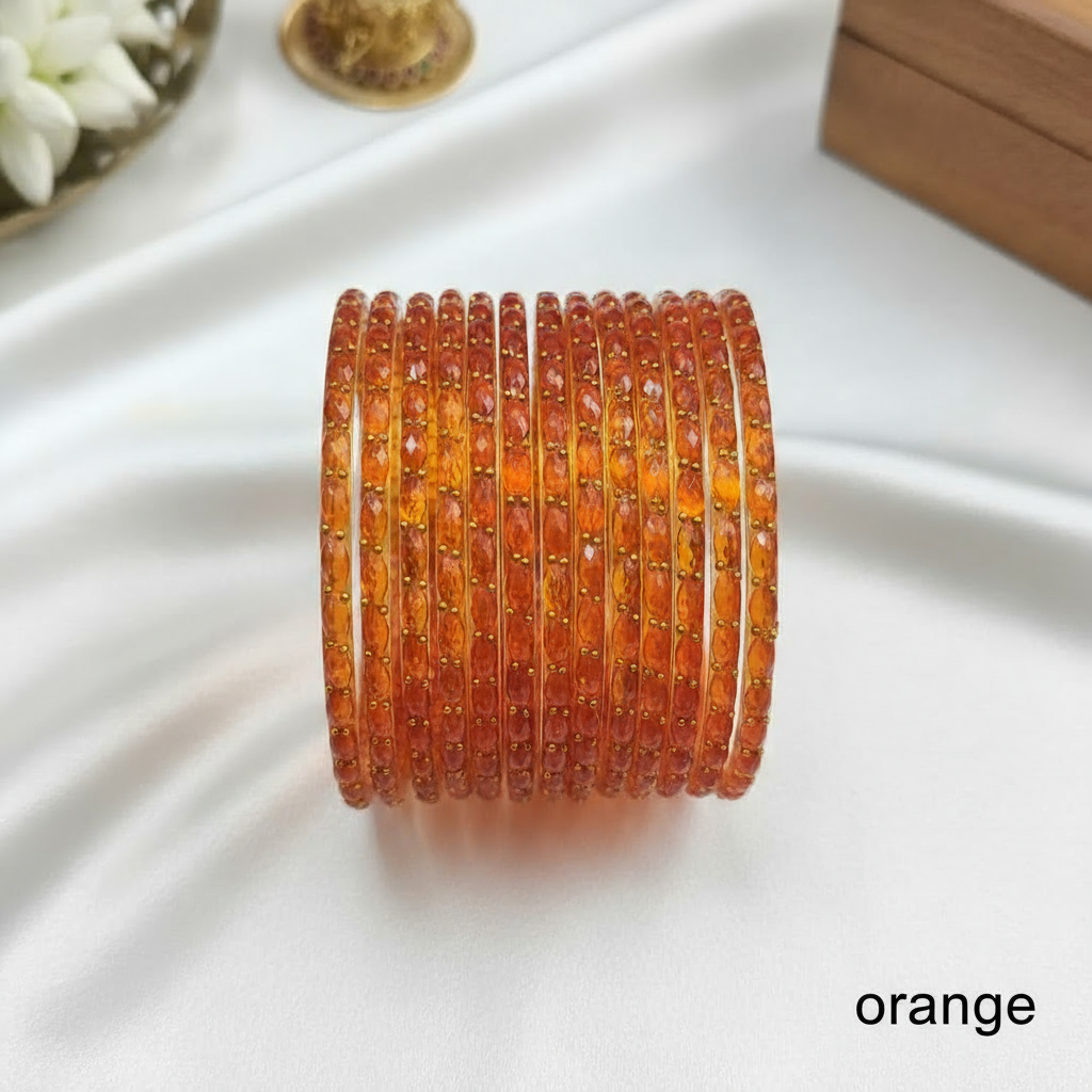 Raindrop Bangles -Orange (Set of 12)