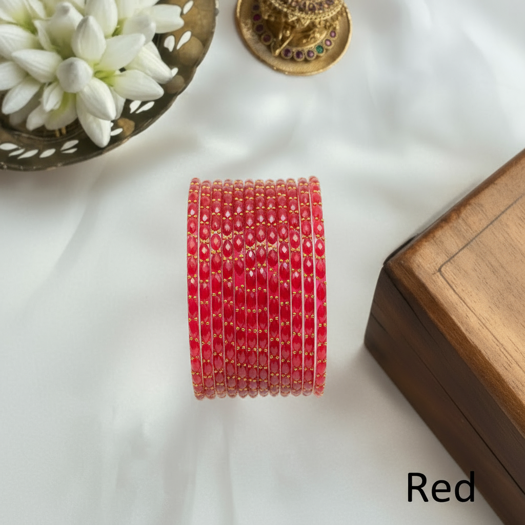 Raindrop Bangles - Red (Set of 12)