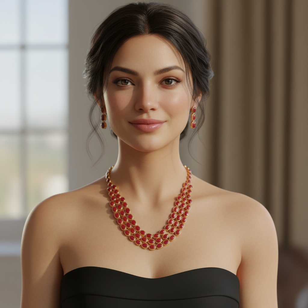 Gold Plated Stone Necklace set