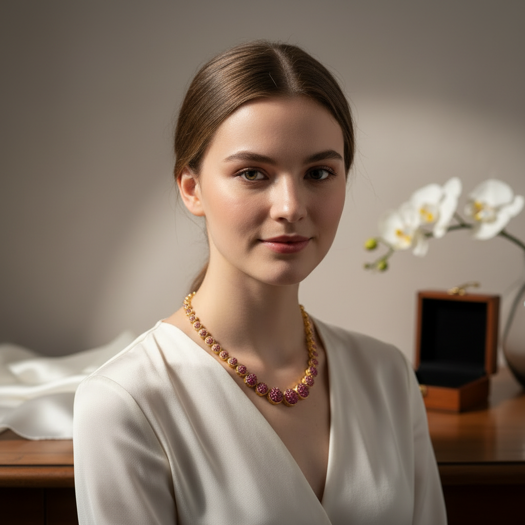 Gold Plated Ruby Necklace