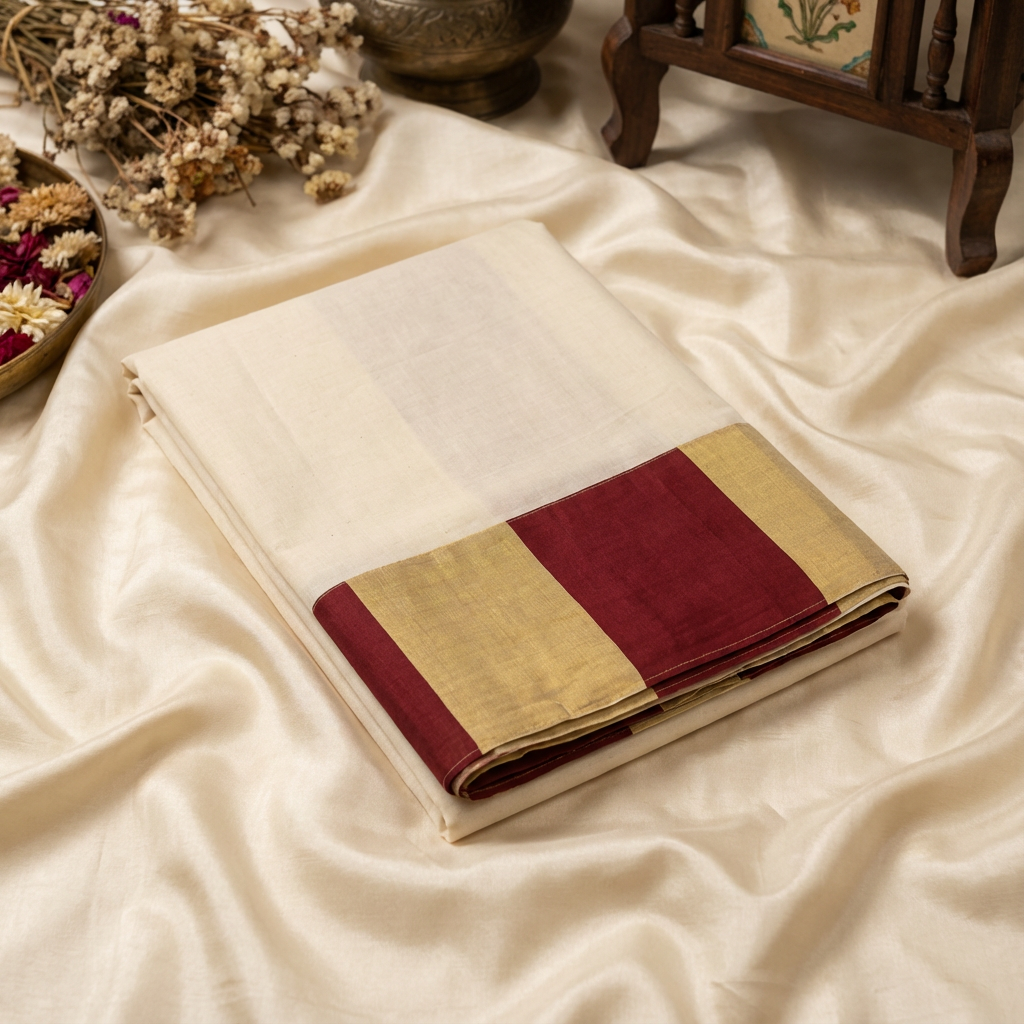 Traditional Kerala Kasavu Saree