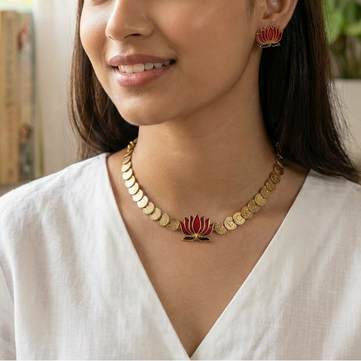 Lotus coin Necklace Set
