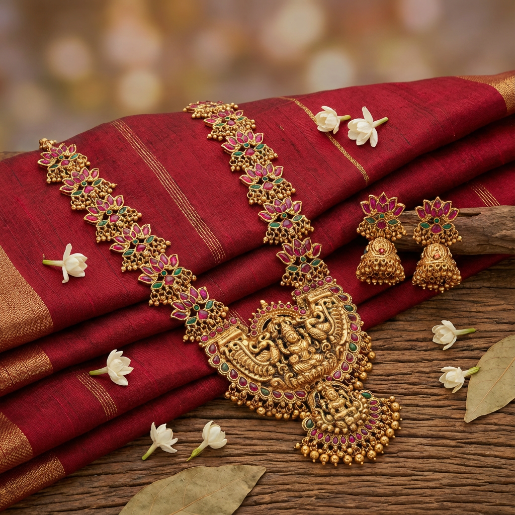 Lakshmi Lotus Necklace Set