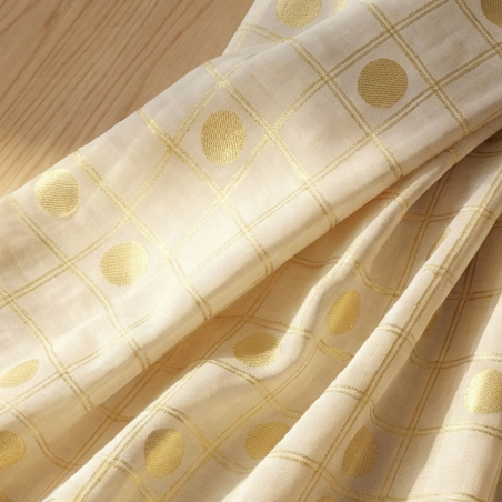 Pastel Gold Checkered Premium Kerala Kasavu Saree