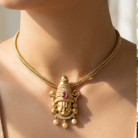 Venkateshwara Balaji Pendant Choker Necklace set