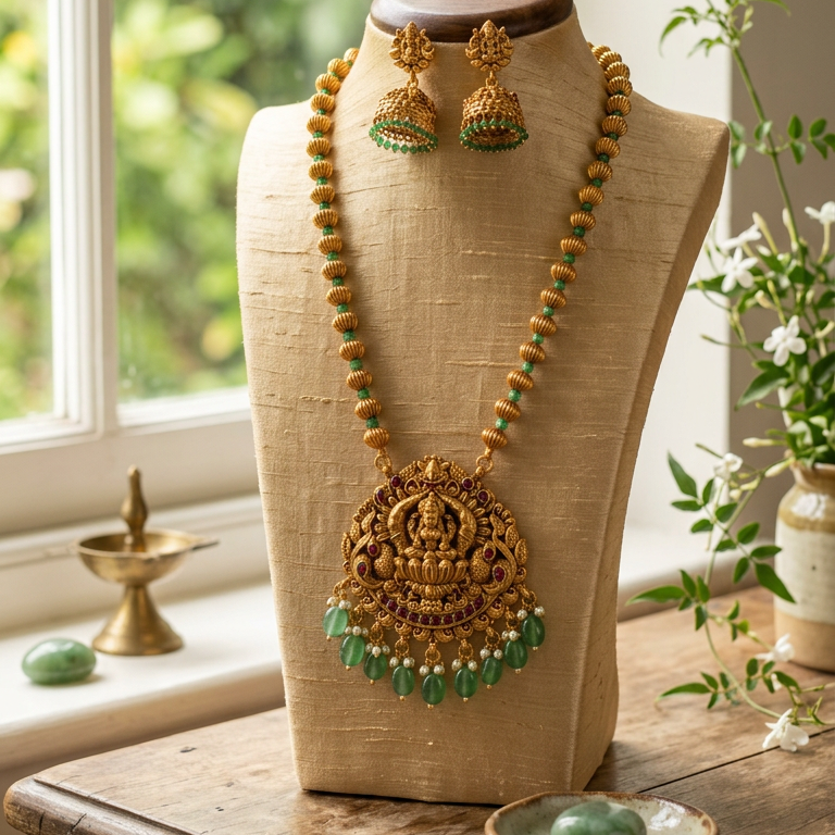 Lakshmi Pendant short necklace set(16 inch)