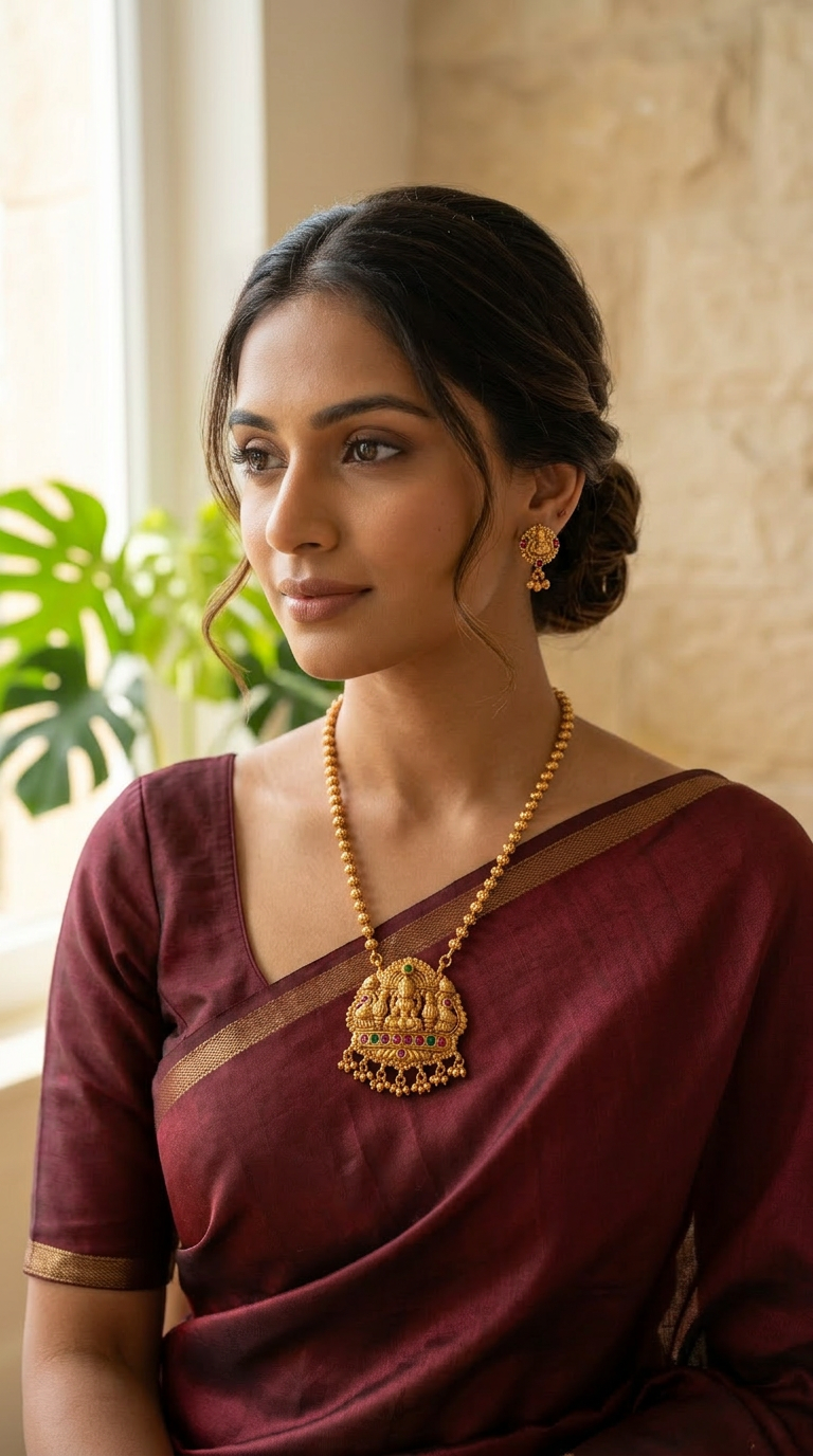 Lakshmi Pendant short necklace set(16 inch)