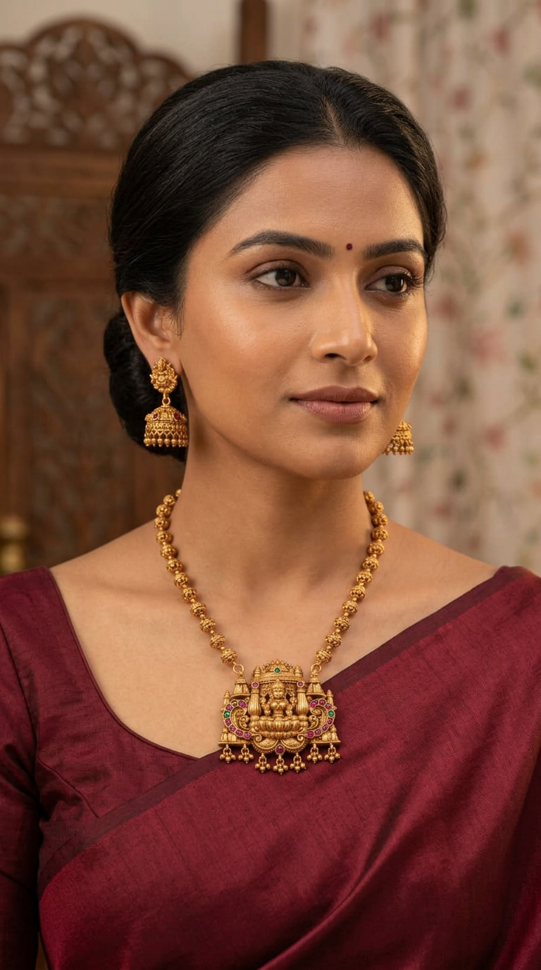 Lakshmi Pendant short necklace set(16 inch)