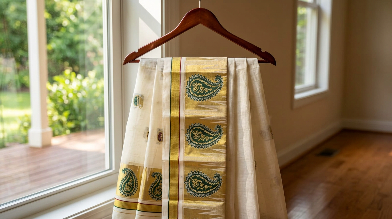Gold Premium Cotton Kerala Kasavu Saree