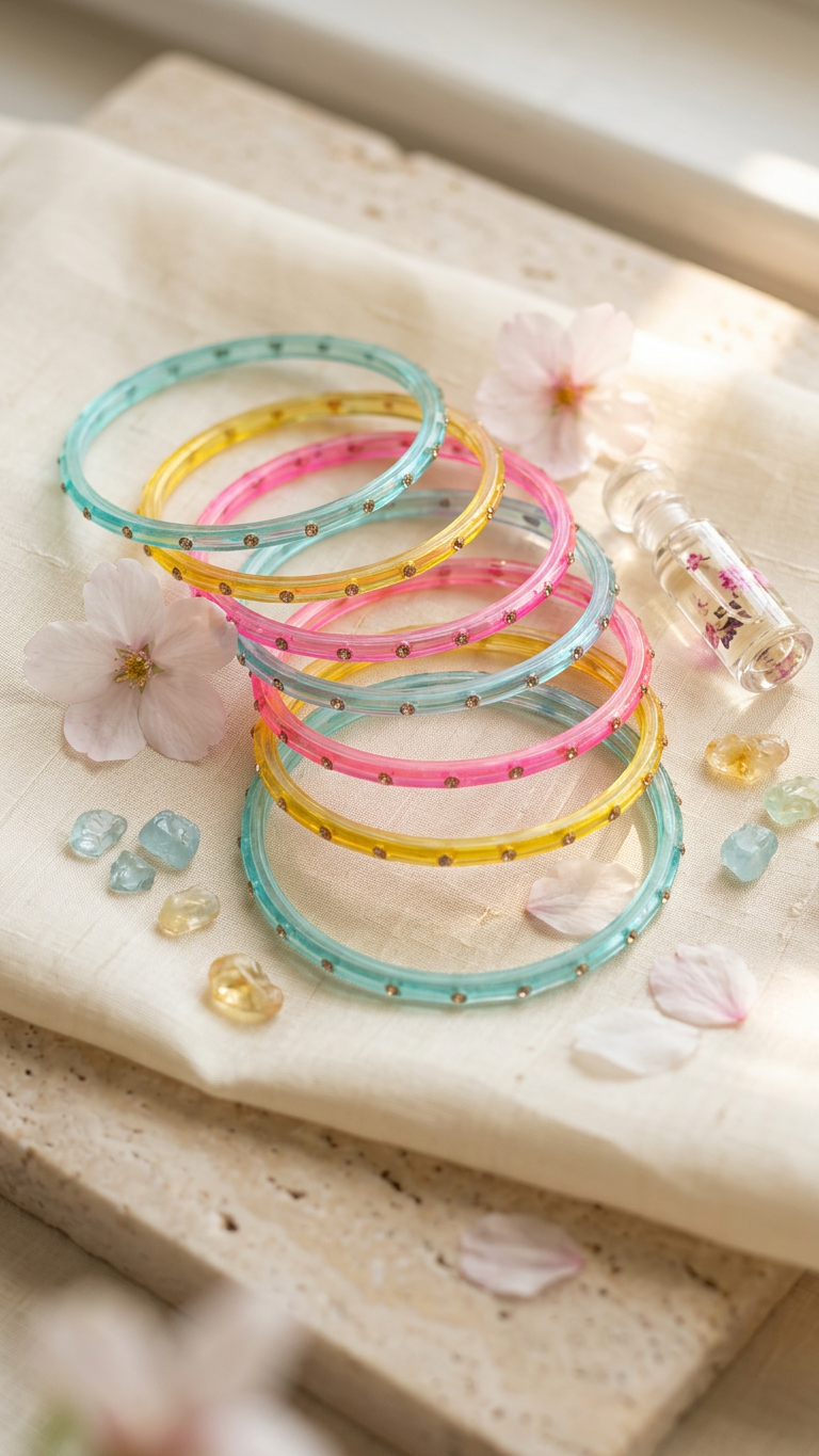 Glass Bangles with stones (set of 12)