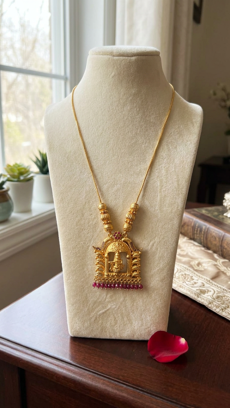 Gold Plated traditional Lord Krishna pendant Necklace