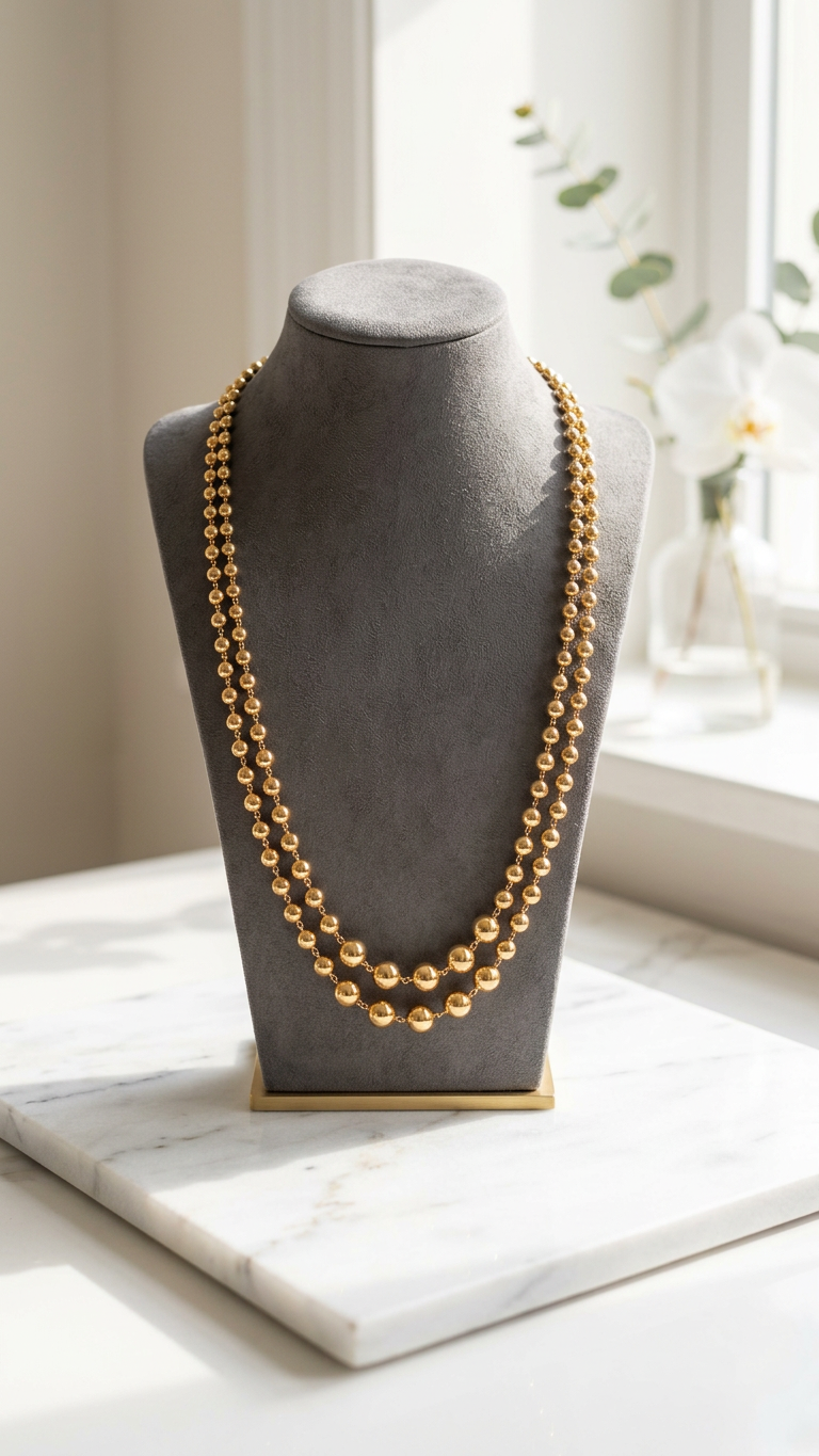 Gold Plated 2 layered bead Necklace