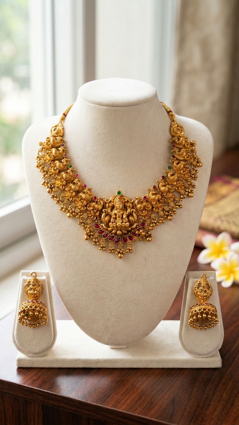 Lakshmi Pendant short necklace set