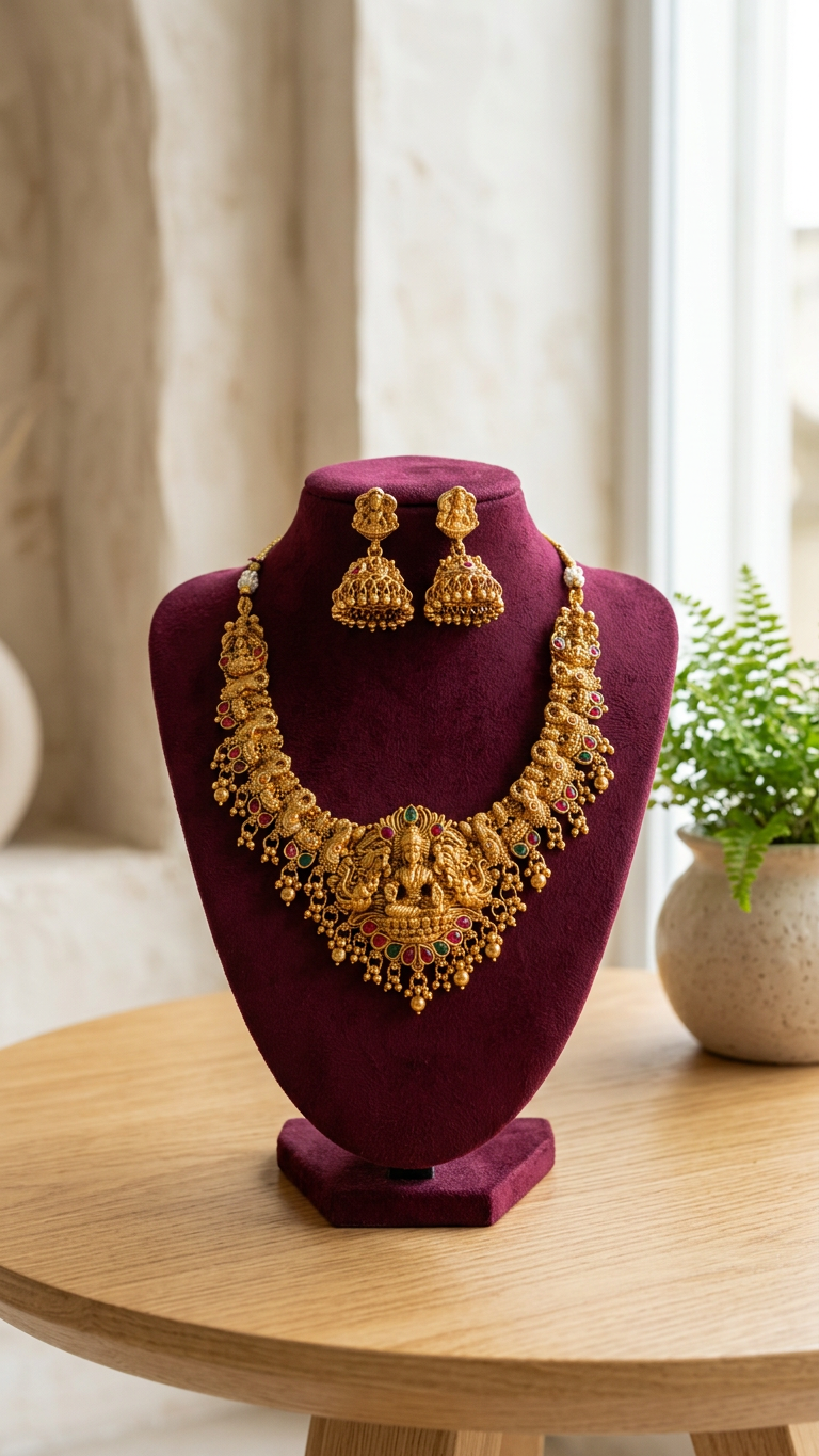 Lakshmi Pendant short antique necklace set