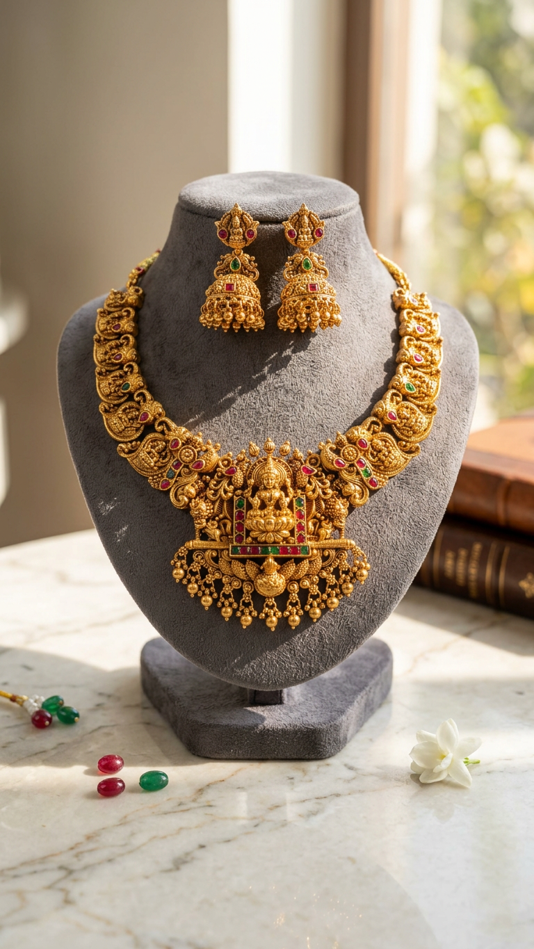 Lakshmi Pendant short antique necklace set