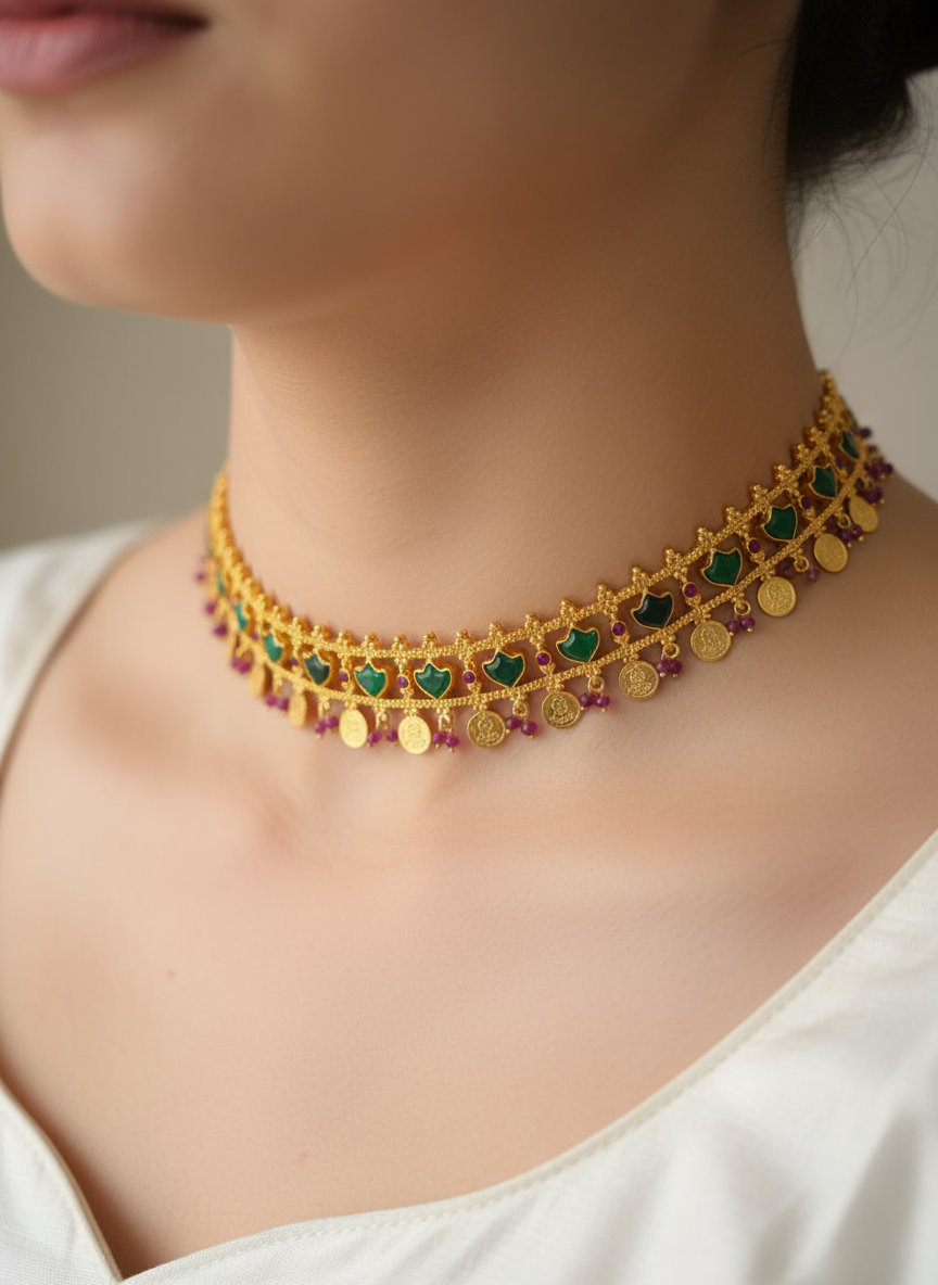 Gold plated Lakshmi Palaka Choker