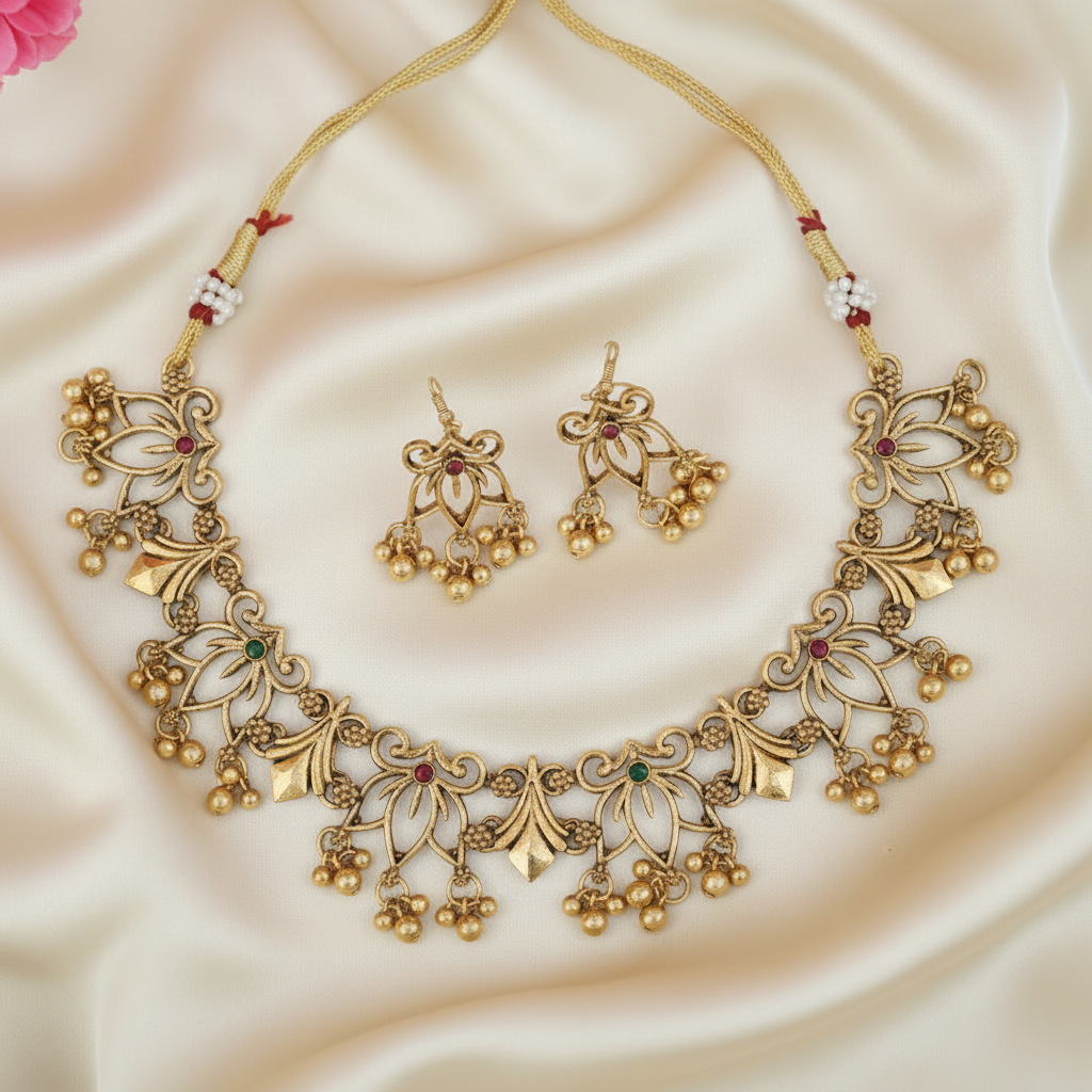 Elegant Lotus Necklace set