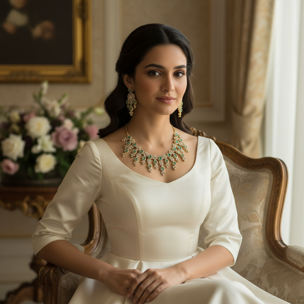 Pastel Green AD Necklace Set