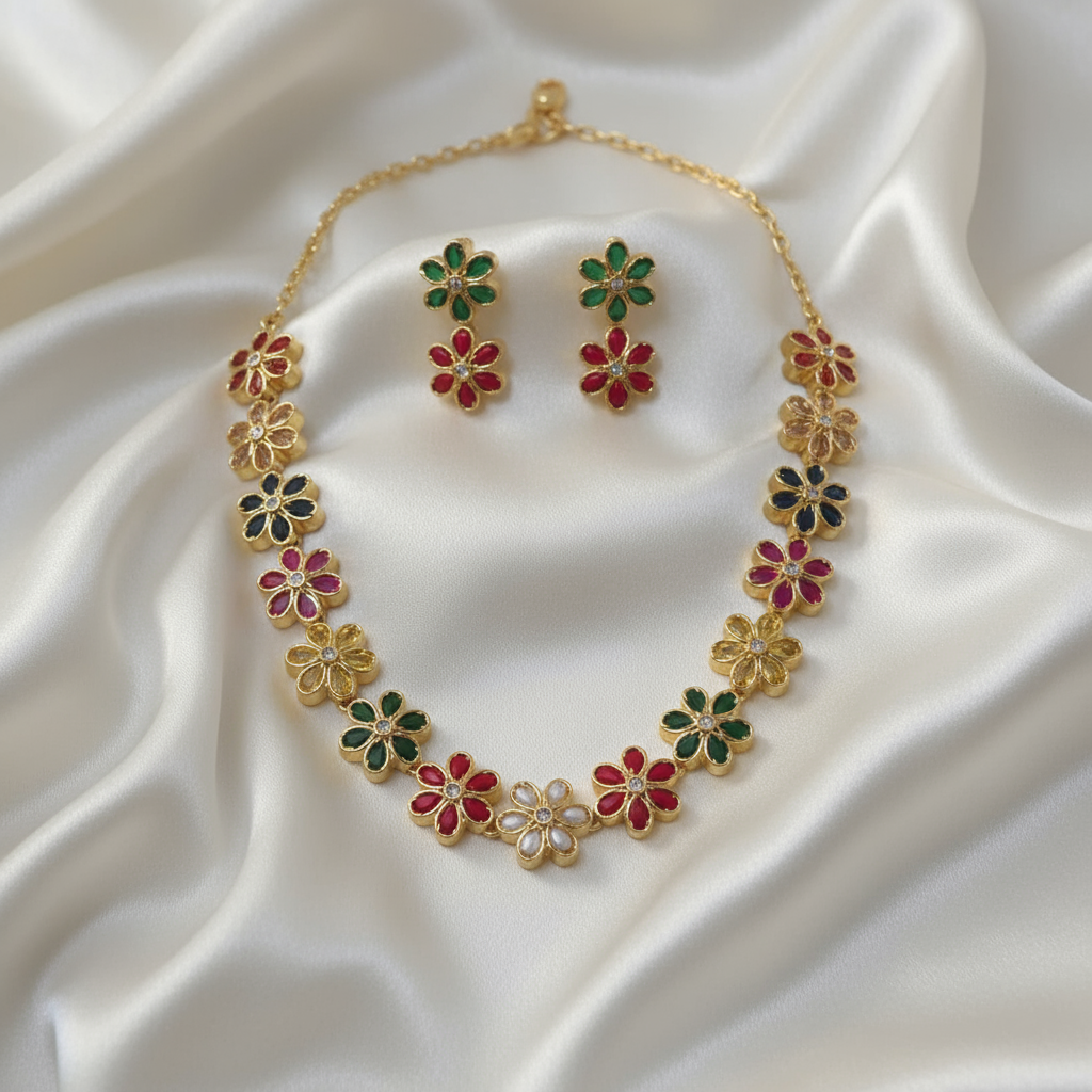 AD Floral Necklace Set