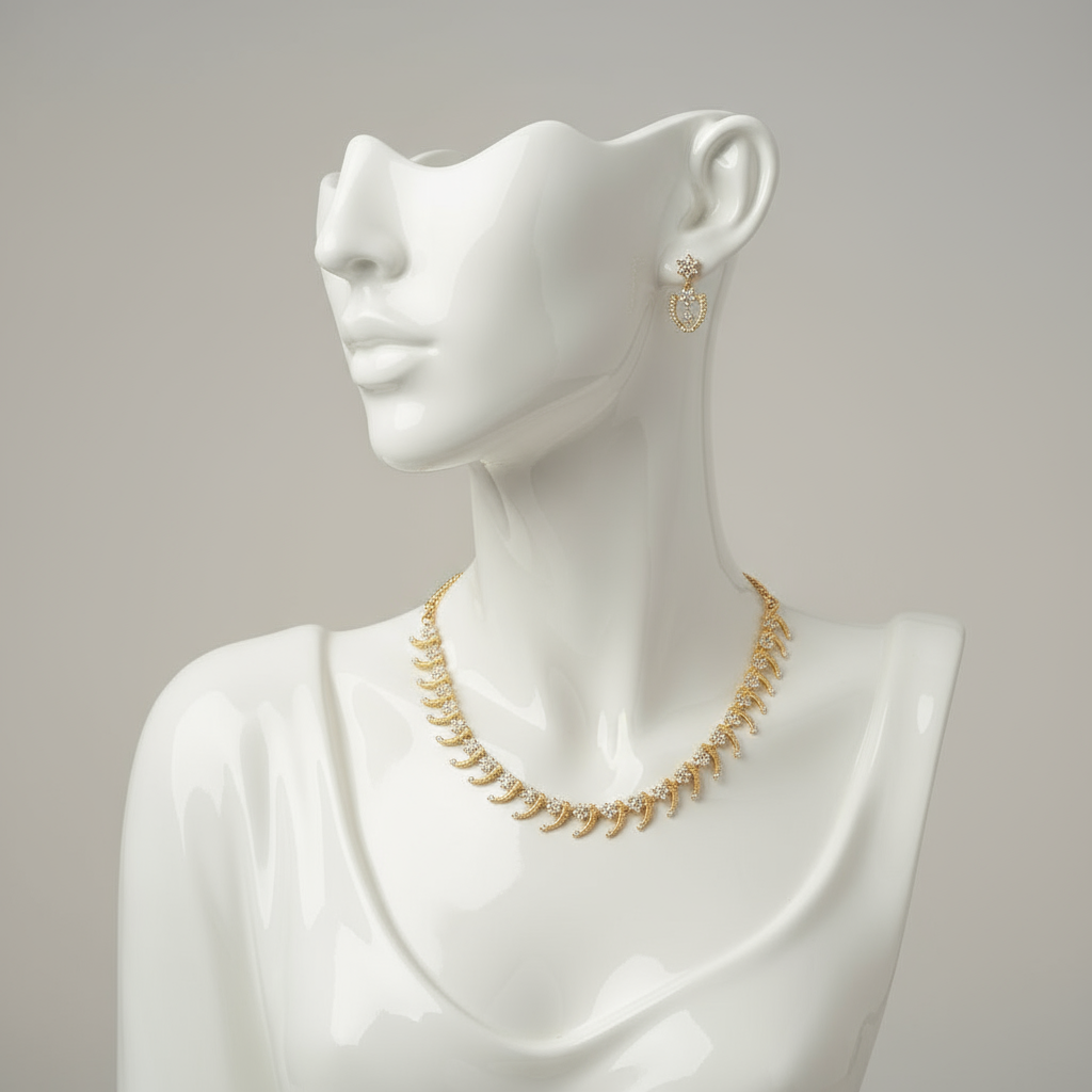 Gold Plated AD stone Necklace set