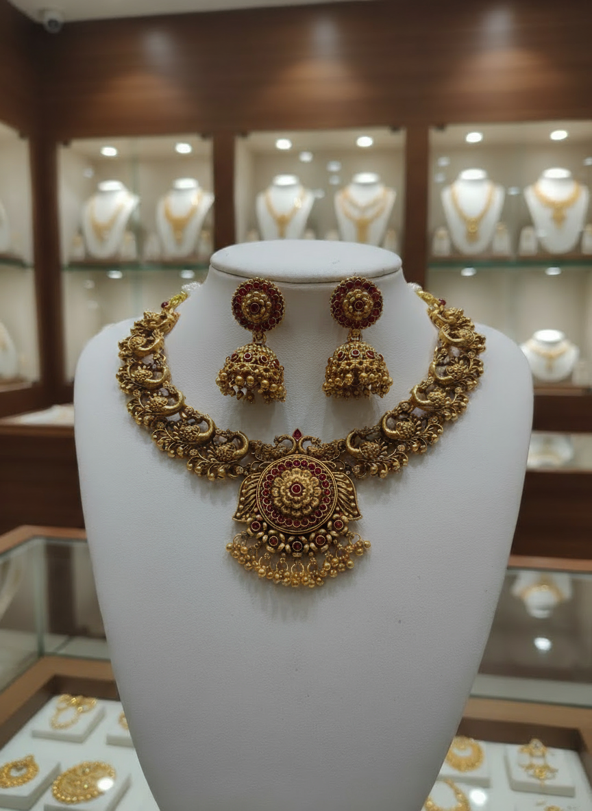 Antique peacock necklace set