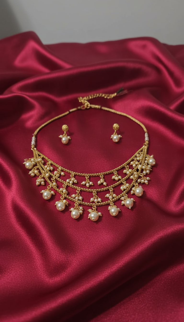 Layered Pearl Necklace set