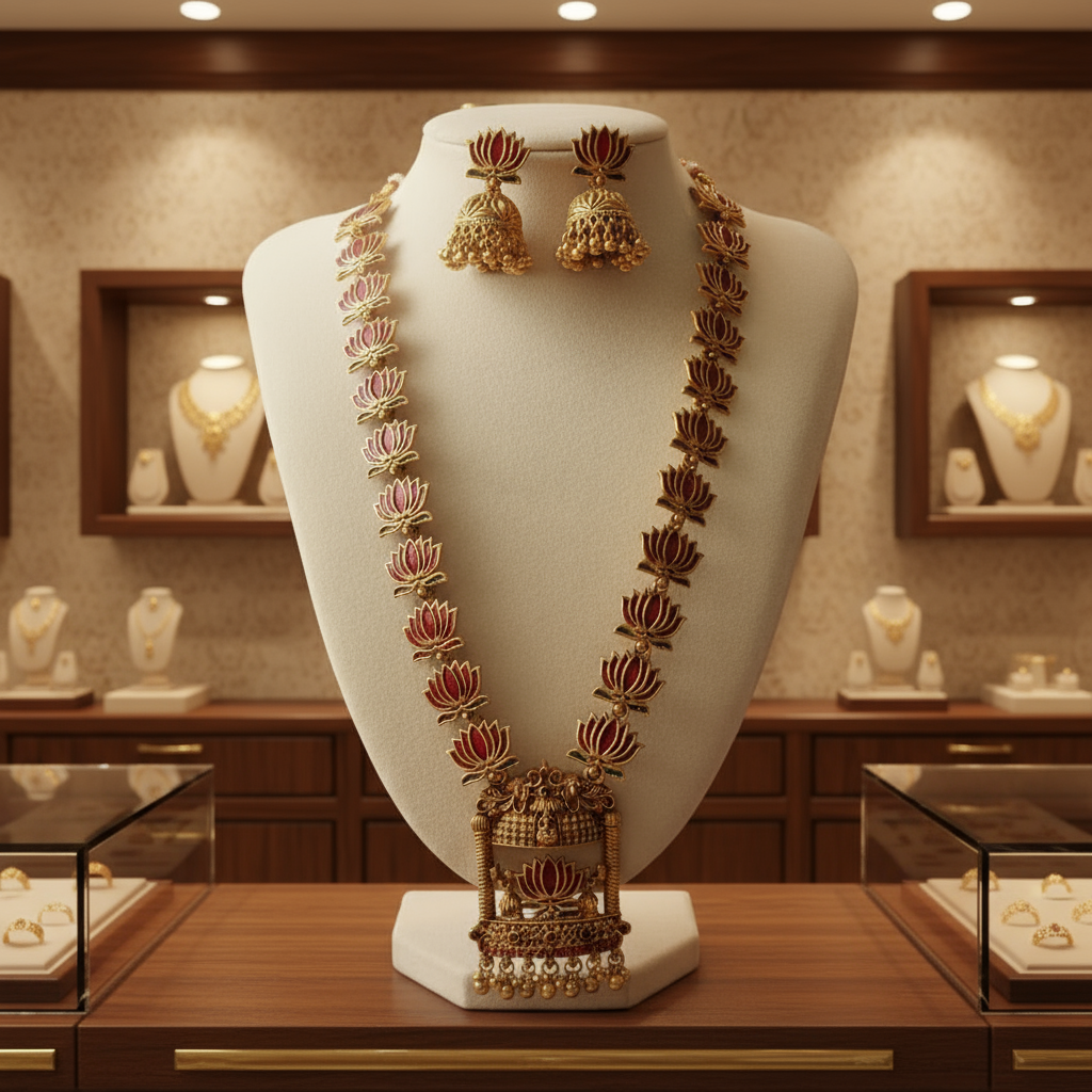 Lotus Lakshmi Long Haaram