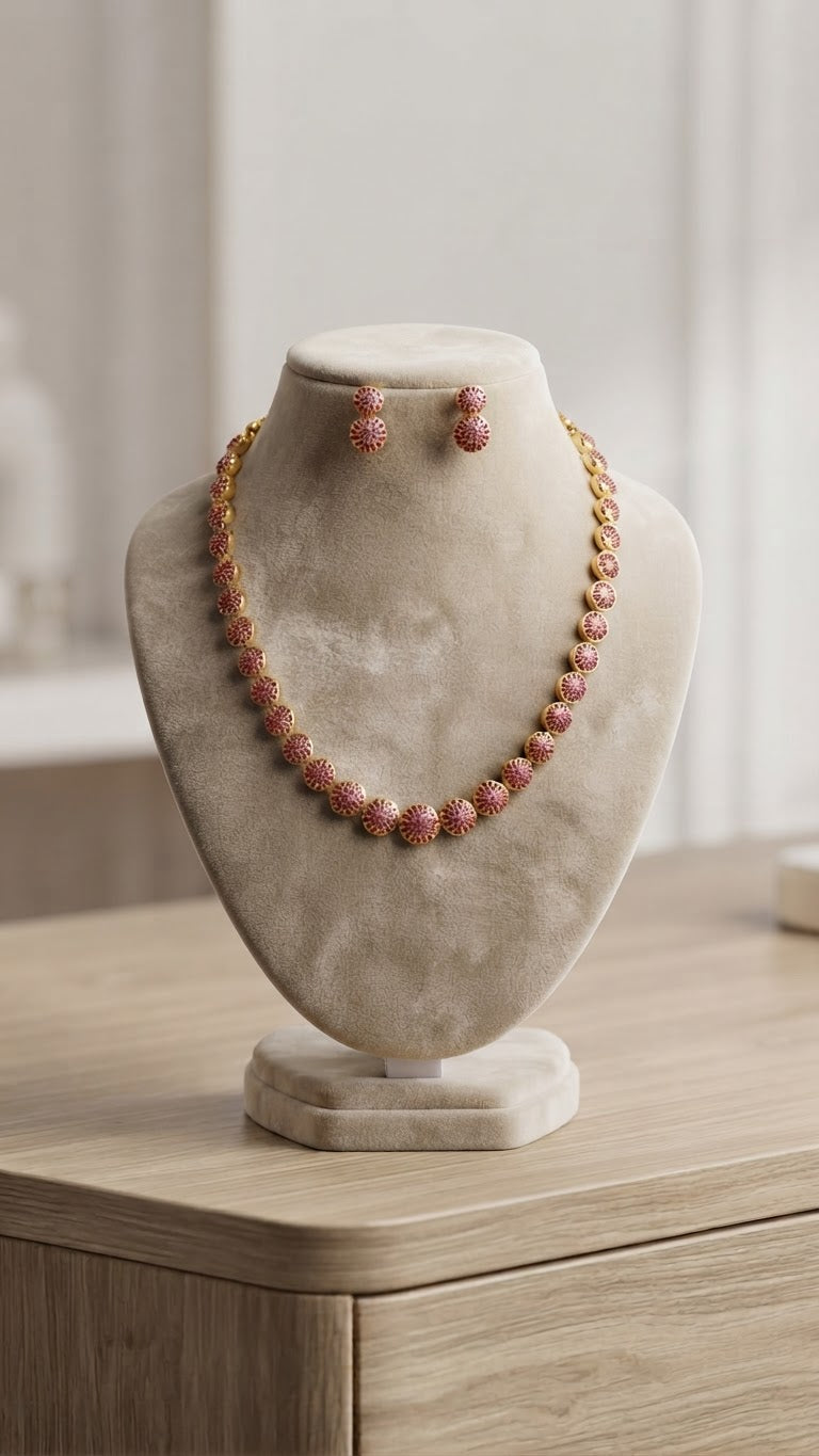 Gold plated Ruby Necklace set
