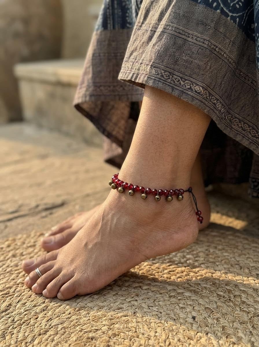 Crystal with Alloy Gunguru Anklets