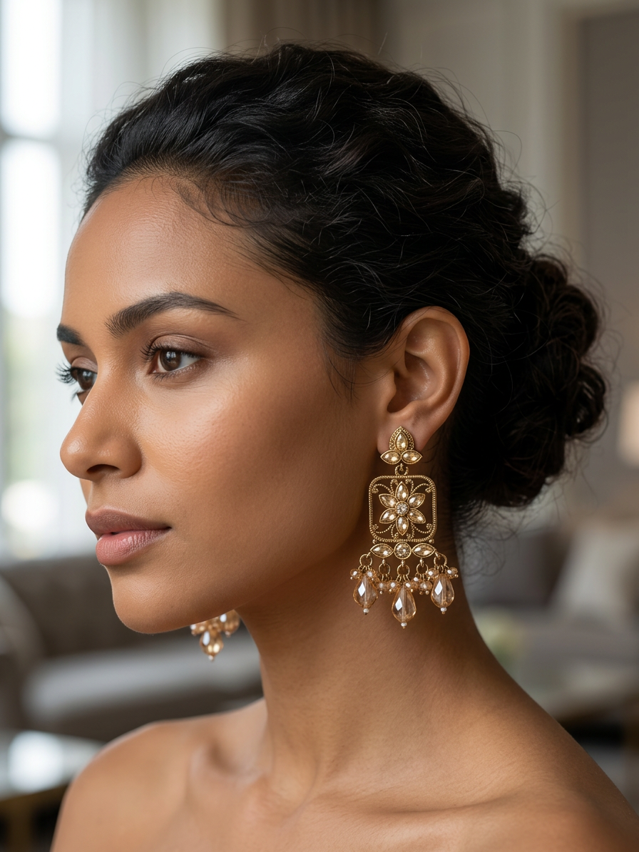 The Imperial Blossom Champagne Chandelier Earrings