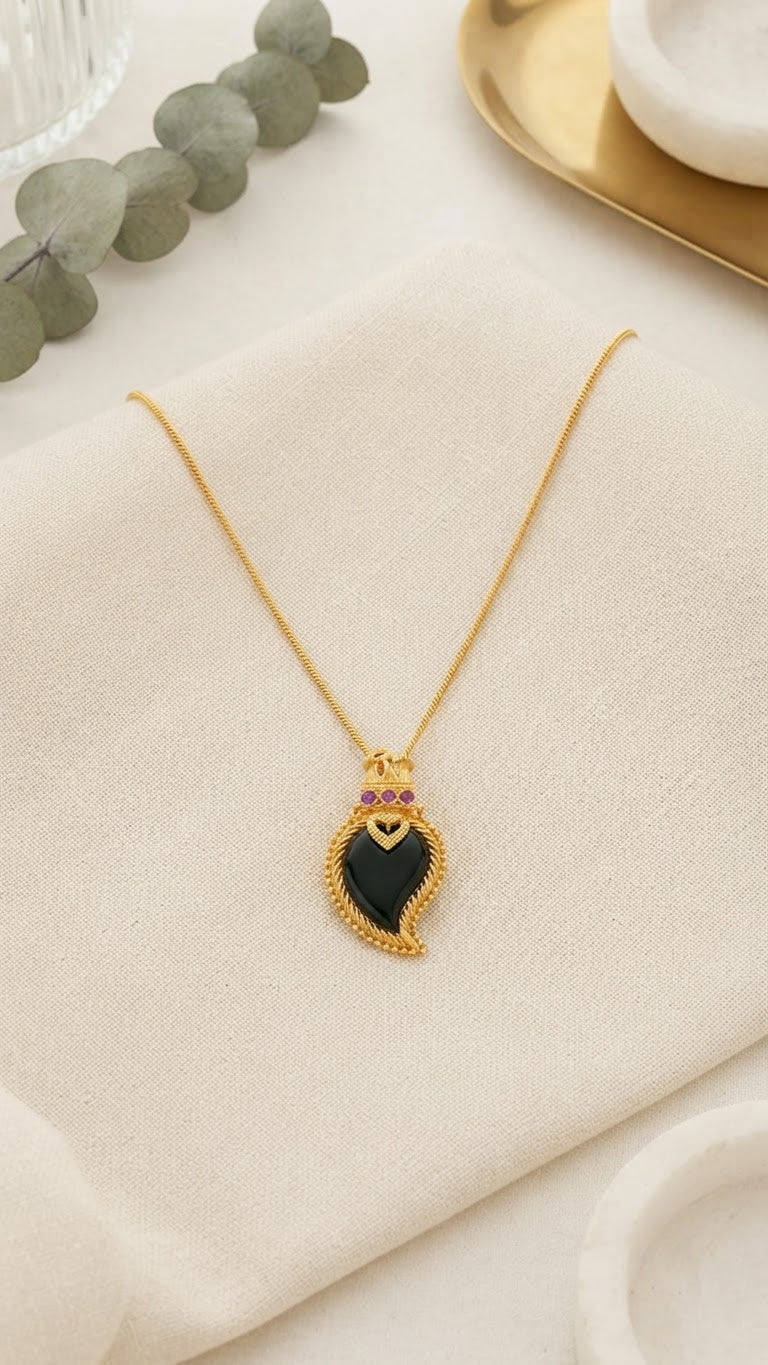 Gold plated Green Palaka with Green Pendant Necklace