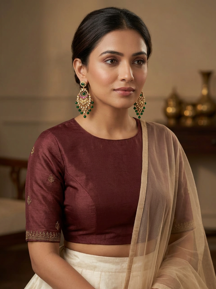 Gold Uncut Kundan & CZ Grand Chandbali Chandelier Earrings