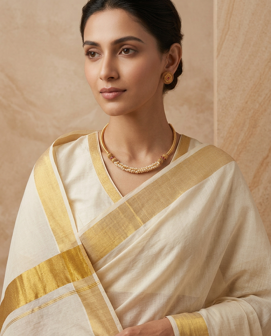 Gold Pearl Cluster & Ruby Collar Necklace Set