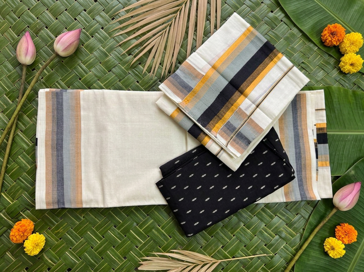 2.80 Meters Pure Cotton Kerala Set Mundu