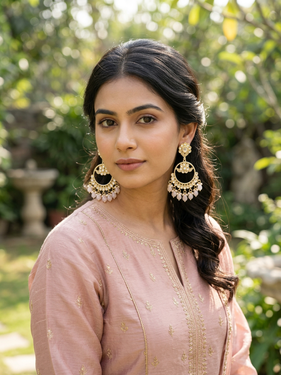 Majestic Kundan Teardrop Circular Earrings