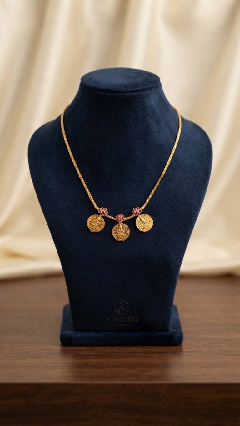 Gold Plated Kasu Pendant Necklace