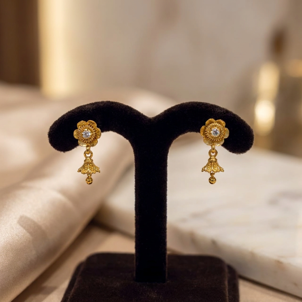 Gilded Bloom Miniature Jhumki Earrings For Kids